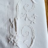Large antique monogrammed flat sheet