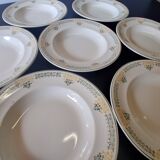 Set of 7 antique deep plates from Longwy, "Savigny" model, in good condition.