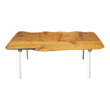 Brutalist dining table in wood and iron, 20th century