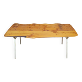 Brutalist dining table in wood and iron, 20th century