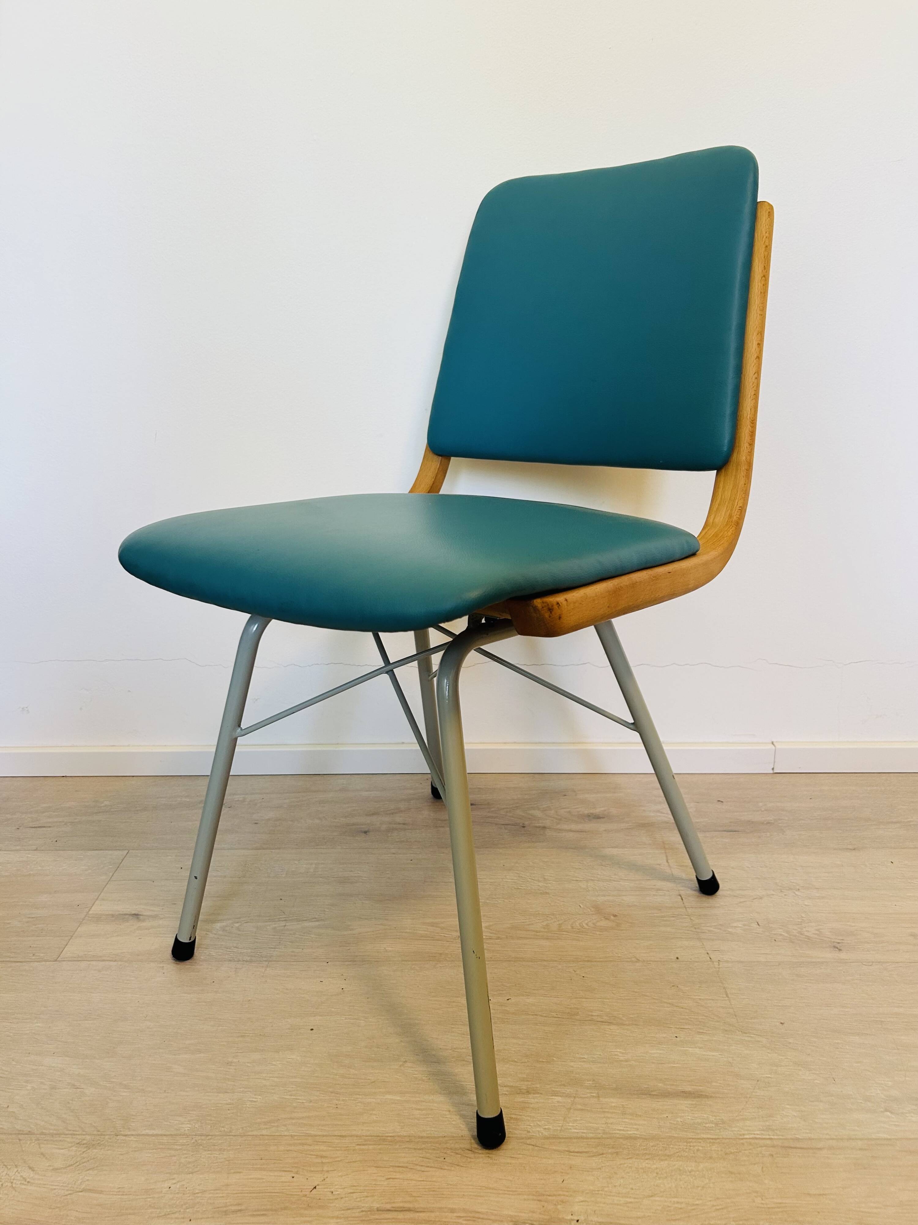 Vintage Turquoise Dining Chair by TON, from Czechoslovakia 1960’s