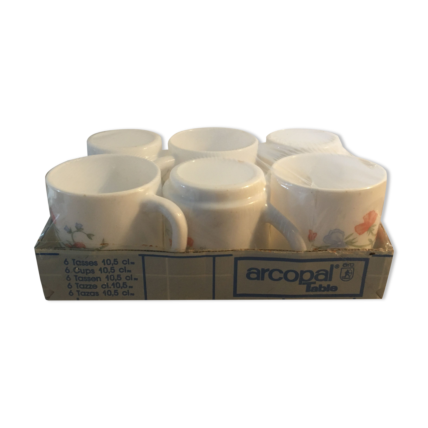 Arcopal service 6 coffee cups scented pea pattern