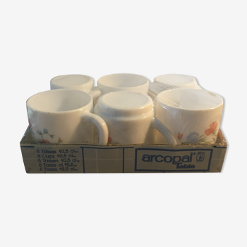 Service 6 tasses à café motif pois de senteur, Arcopal