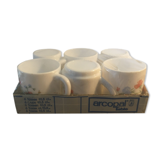 Arcopal service 6 coffee cups scented pea pattern