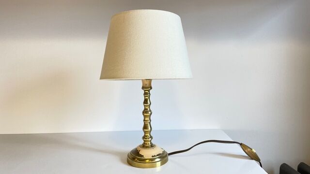 Solid brass lamp and fabric, 60s