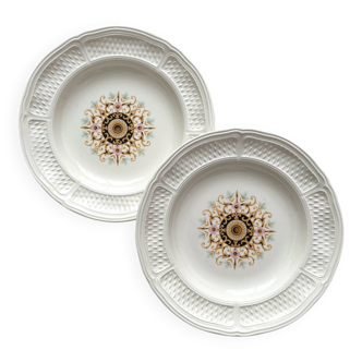 2 ivory “Pont aux Choux” soup plates, Gien earthenware