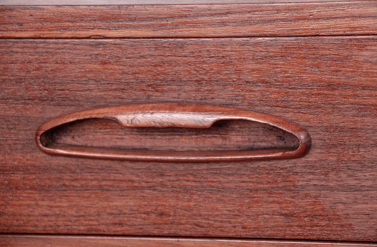 Vintage Danish sewing cabinet, known as "Travailleuse", teak and rattan from the 1960s.