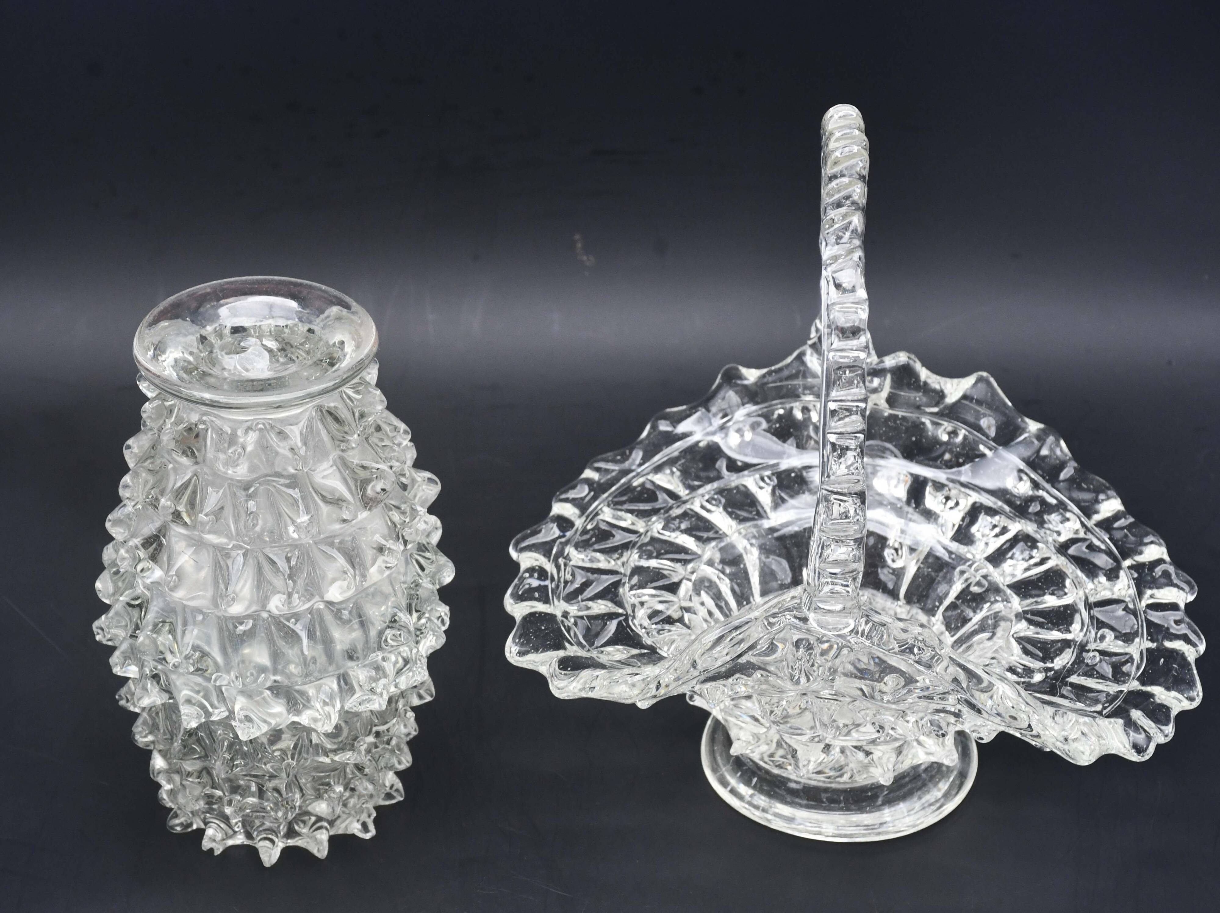 Set of 2 Ercole Barovier Rostrato Murano Italian Glass Vase for Barovier & Toso