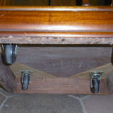 Mahogany rolling library with green leather top
