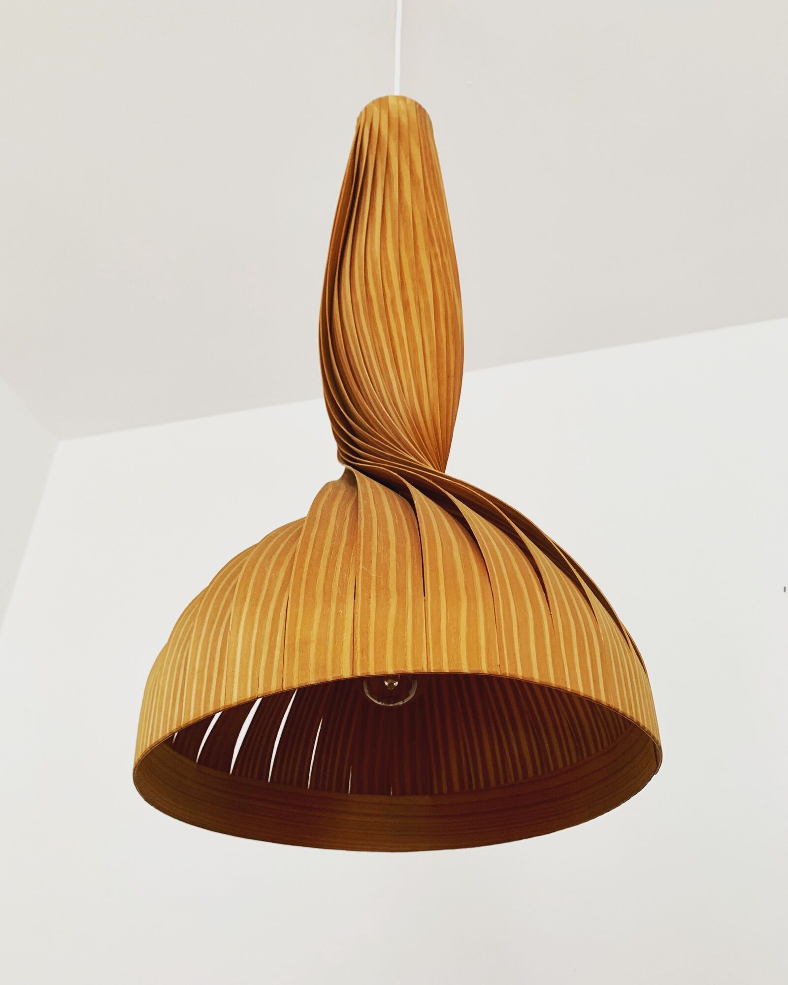 Swedish Mid Century Modern wooden pendant lamp by Hans Agne Jakobsson