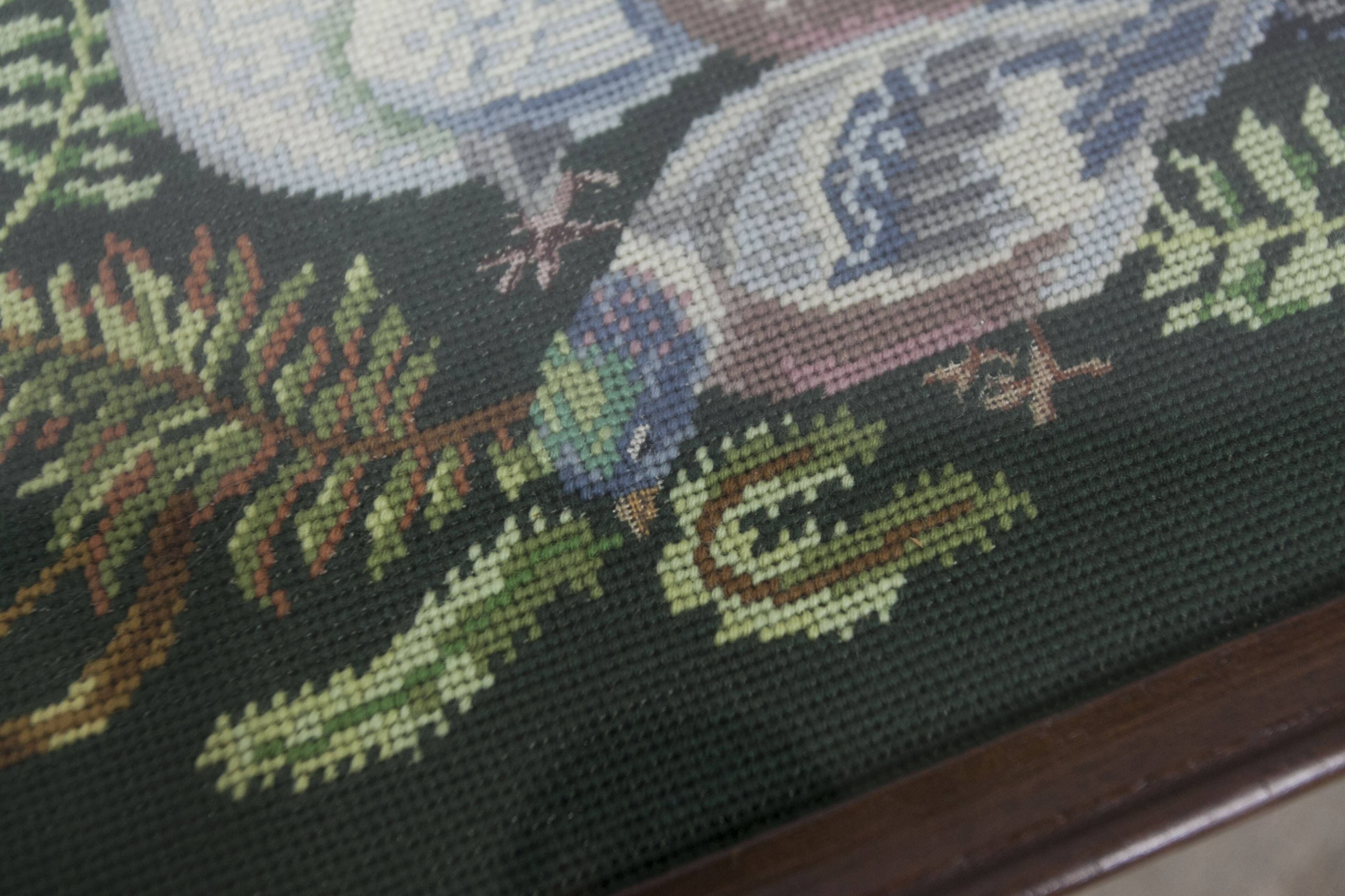 1940 Needlewoman Shop London Coffee Table Embroidery Under Glass