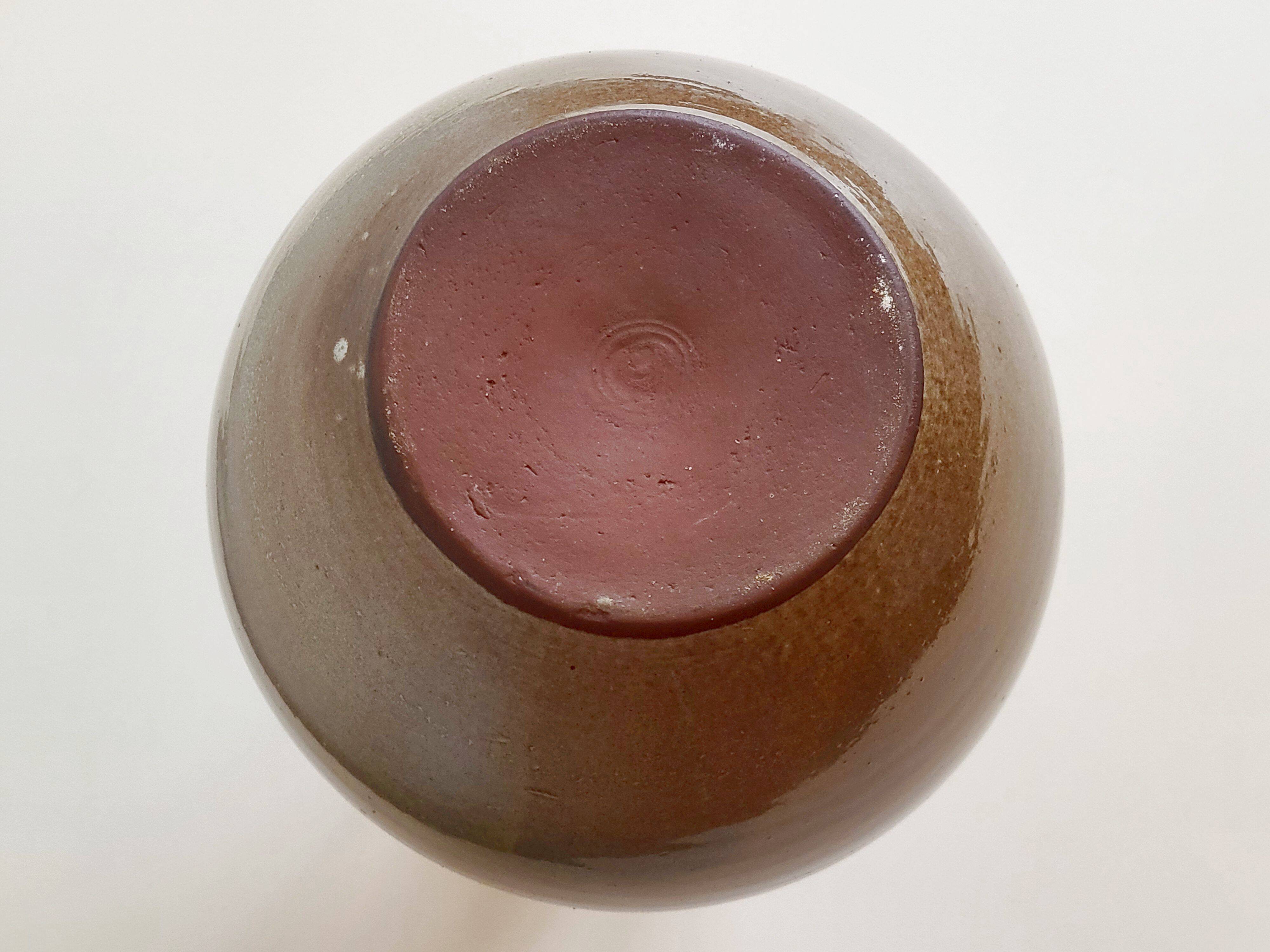 Vintage enameled stoneware vase 1960