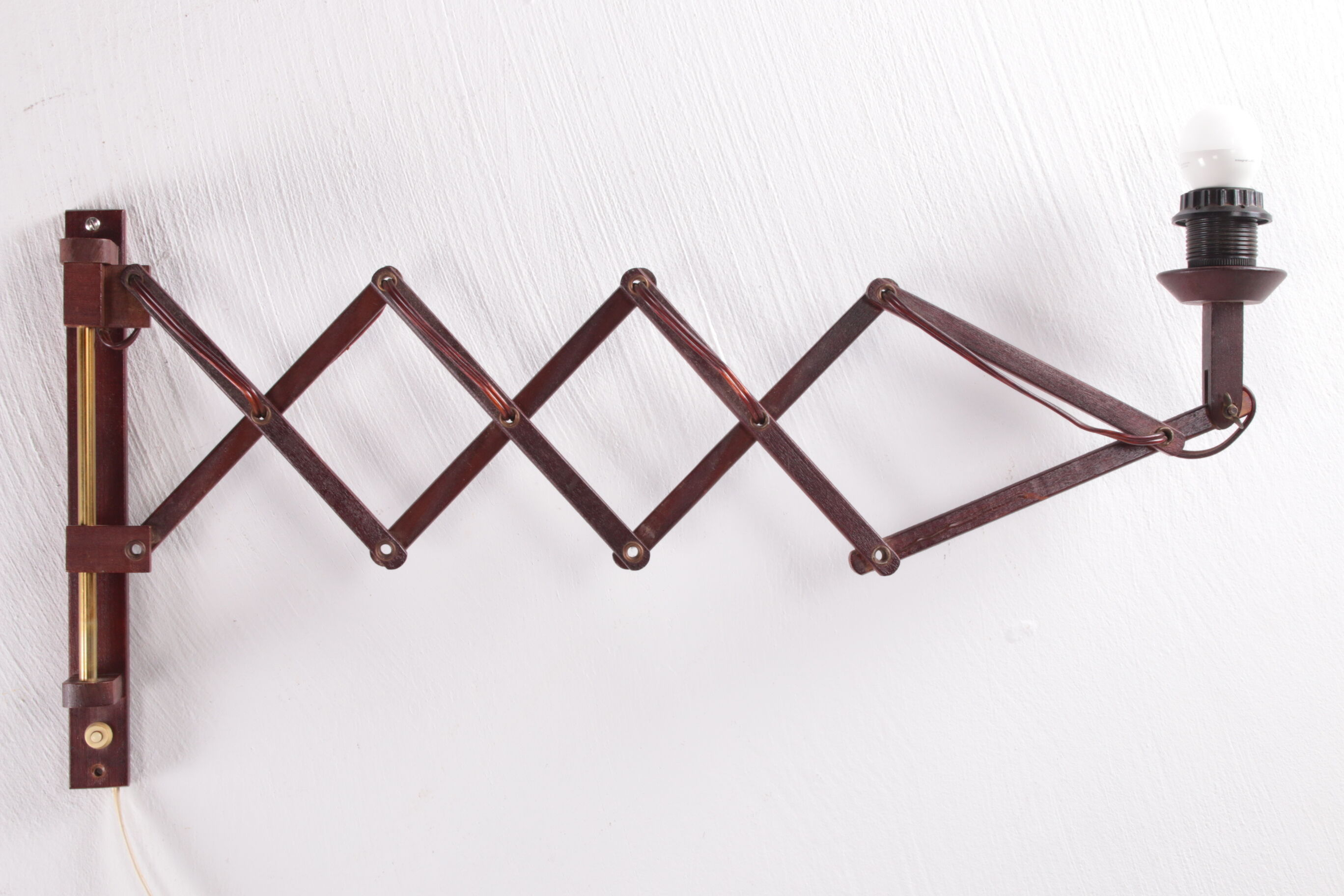 Vintage wall harmonica lamp teak Danish design, 1960