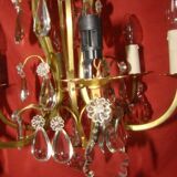 Six-armed crystal cage light fixture from the early 20th century