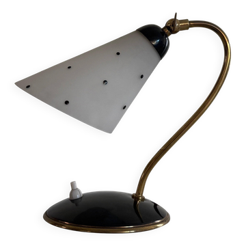Lampe de chevet du milieu du siècle en métal noir et laiton, années 1950, Allemagne