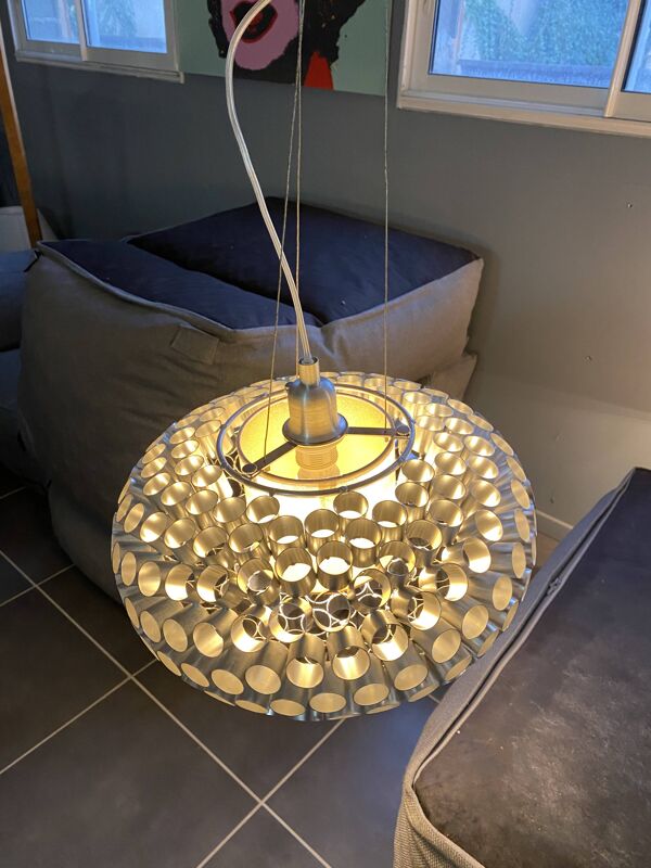 Suspension lustre aluminium style Foscarini vintage space age vintage 1980