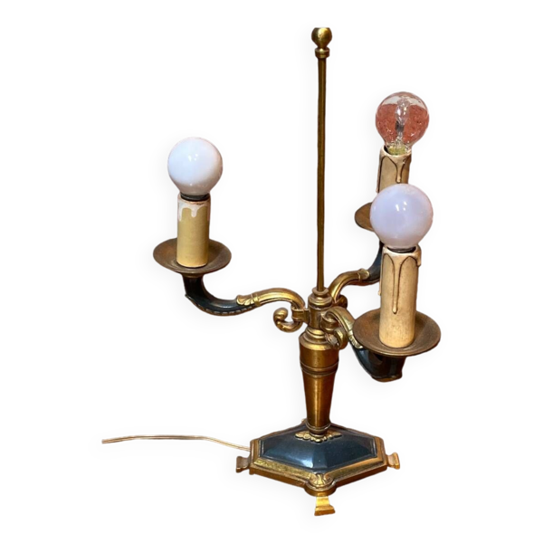 Lampe bouillotte sans abat-jour en métal noir et doré