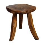 Brutalist stool made of olive wood
