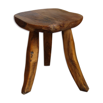 Brutalist stool made of olive wood