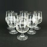 Set of 6 mid century cocktail glasses with beautiful decor 1950s 1960s glasses