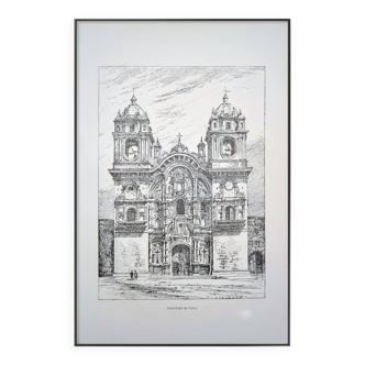 Printed in 1894, the Cathedral of Cuzco, Peru.