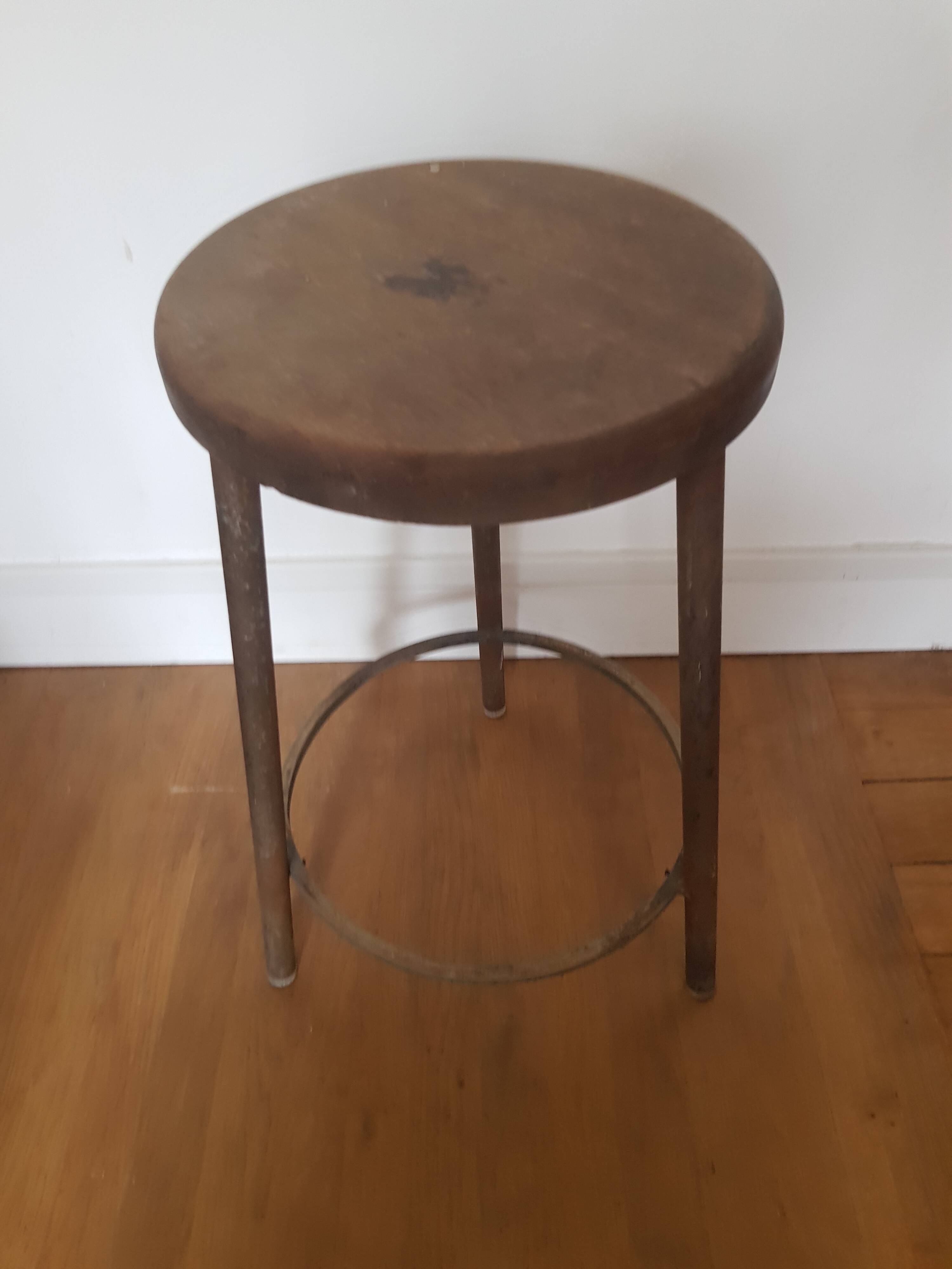 Vintage industrial tripod stool