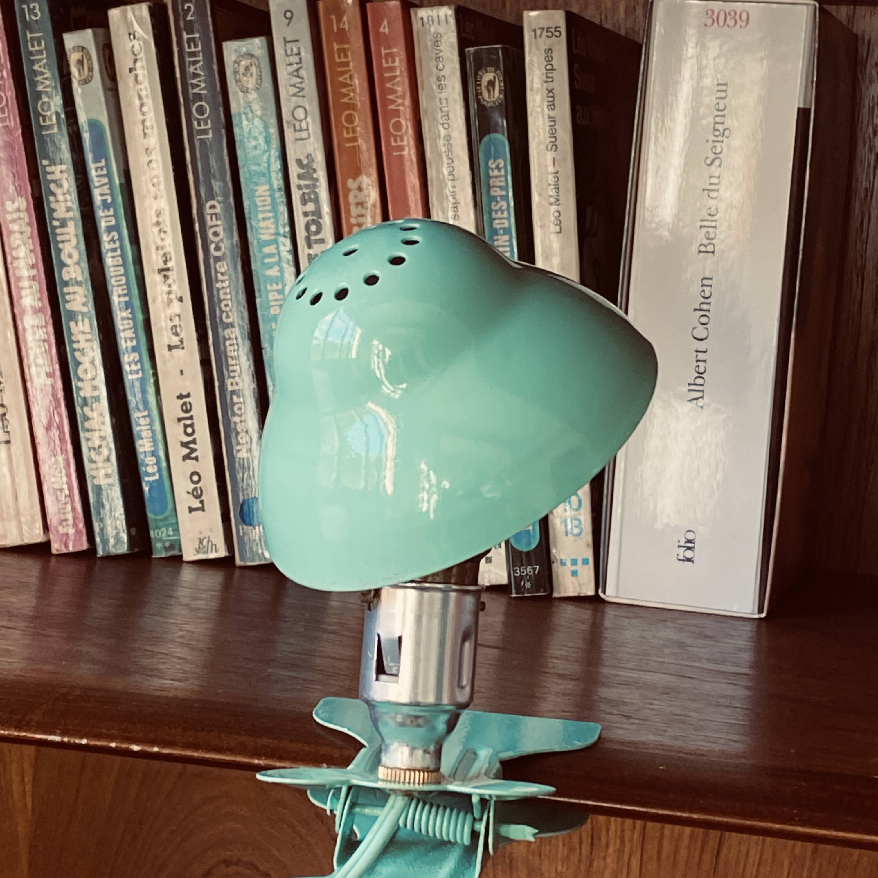 Petite lampe à pince champignon métal vert veilleuse vintage