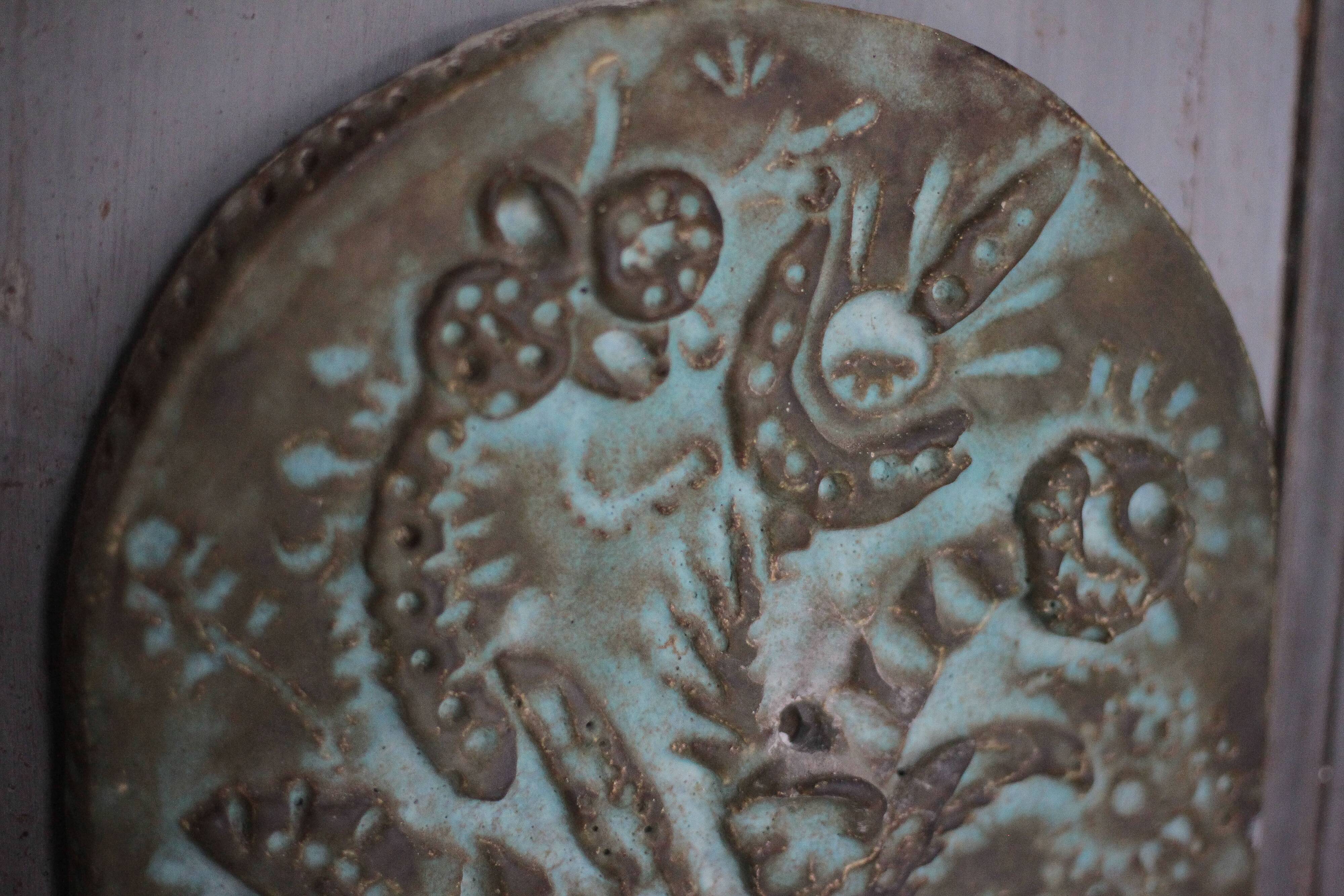 Pair of signed ceramic wall planters, pot cover