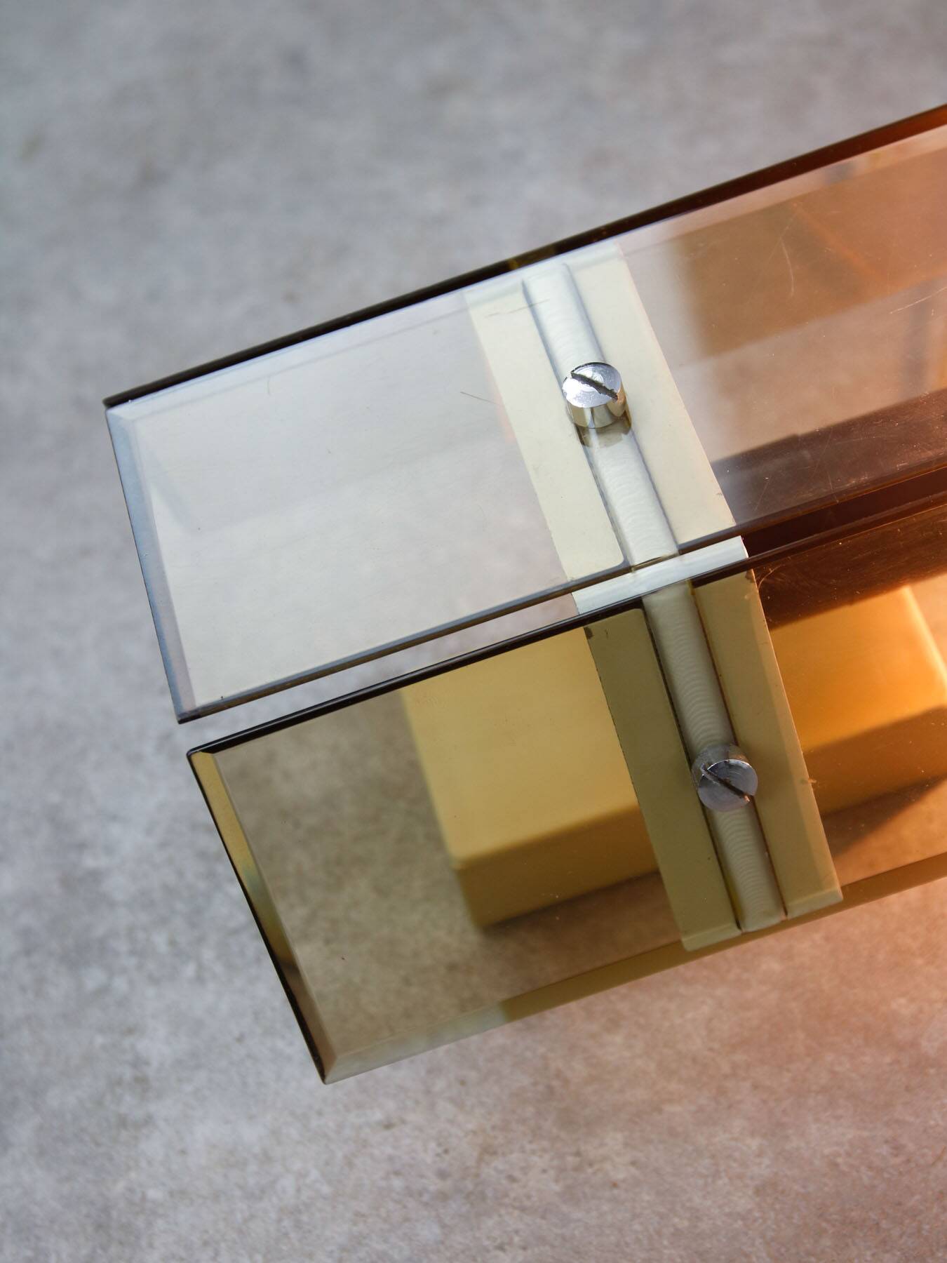 Italian Smoked Plexiglas Sconce for Guzzini, 1970s