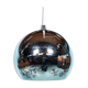 Lampe suspendue vintage sphère chromée, lampe œil de l'ère spatiale