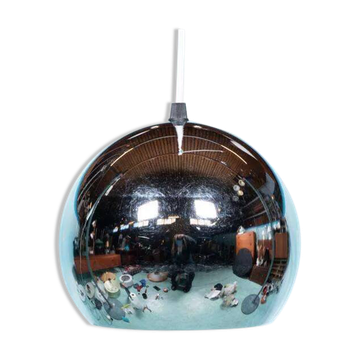 Vintage chrome sphere pendant lamp, space age eye lamp.