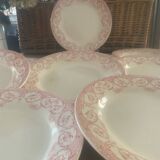 9 assiettes plates anciennes "Dubarry" Creil-Montereau, en terre de fer