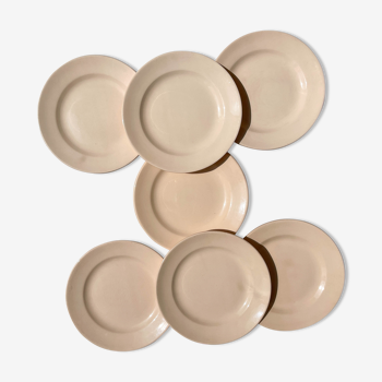 7 Small dessert plates Rose Digoin Sarreguemines