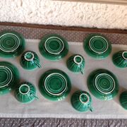 Suite of six cups and saucers green / vintage 50-60 years