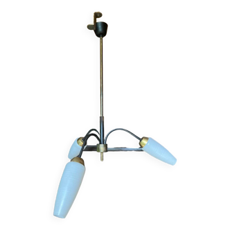 Brass/metal pendant light 3 arms 50s/60s