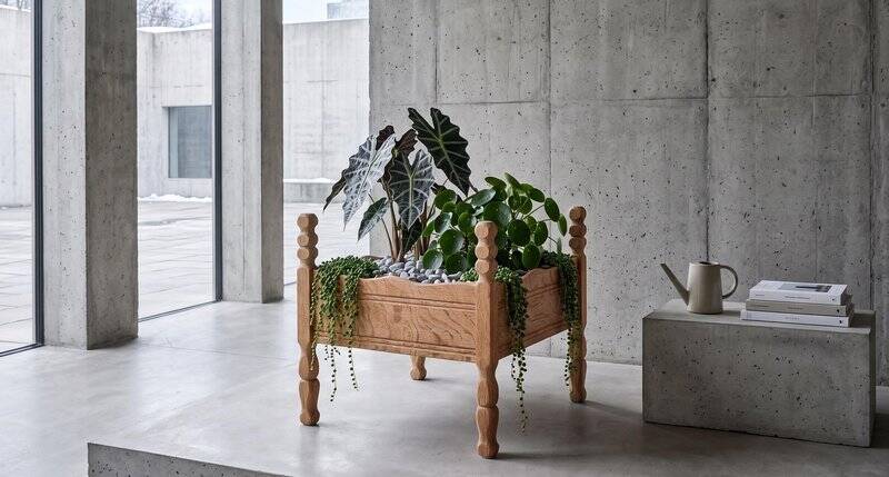 Oak Planter Stand by Henning Kjærnulf, Denmark, 1960s