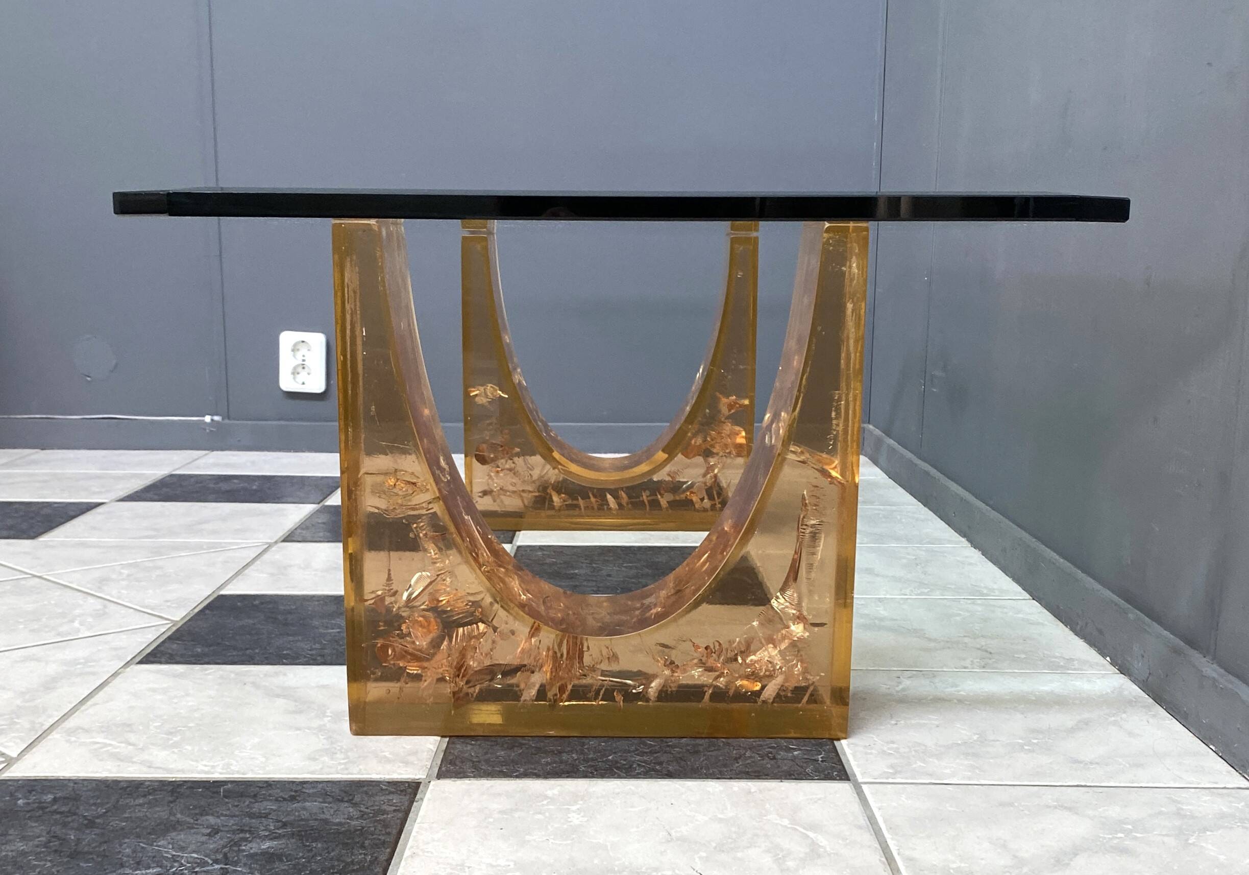 Glass coffee table in the style of marie-claude de fouguieres 1970s