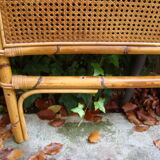 Old rattan wicker headboard