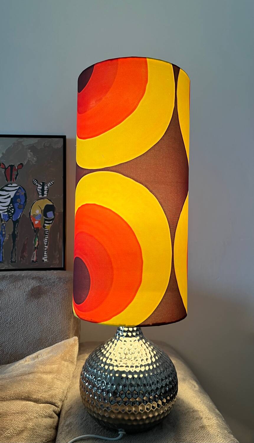 Table lamp with handmade lampshades