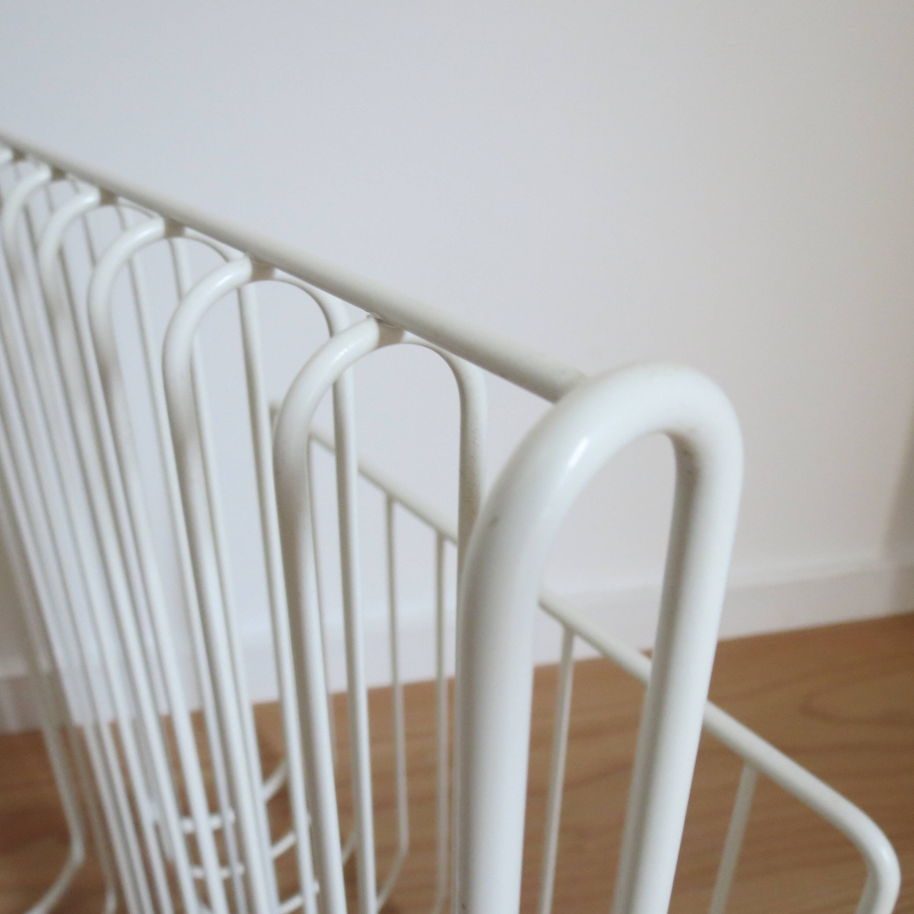 Vintage White Metal Magazine Rack