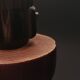 Vintage table in postmodern Art Deco revival with pleated lampshade.
