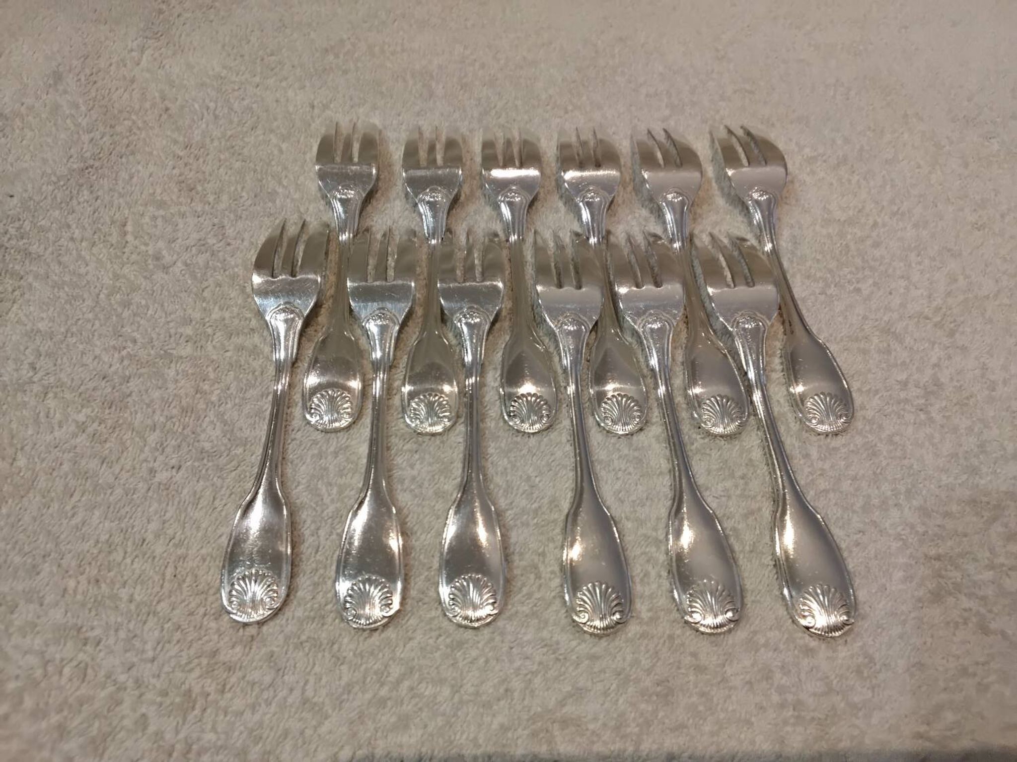 12 silver-plated metal cake forks by Christofle Vendôme 15.2