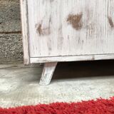 Buffet bahut enfilade - vintage - 1950 - compass feet - white patina