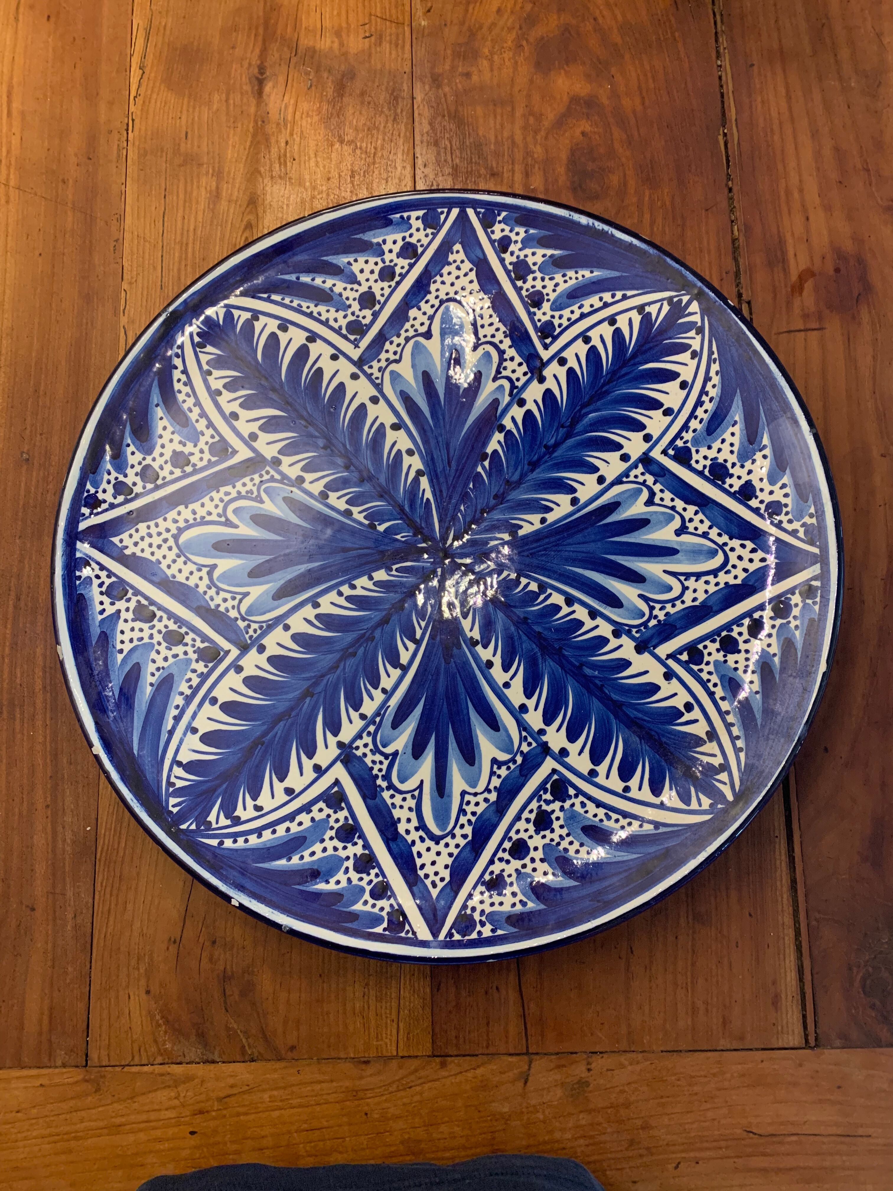 Andalusian decorative dish blue sign