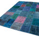 Handmade anatolian vintage 202 cm x 300 cm blue patchwork carpet