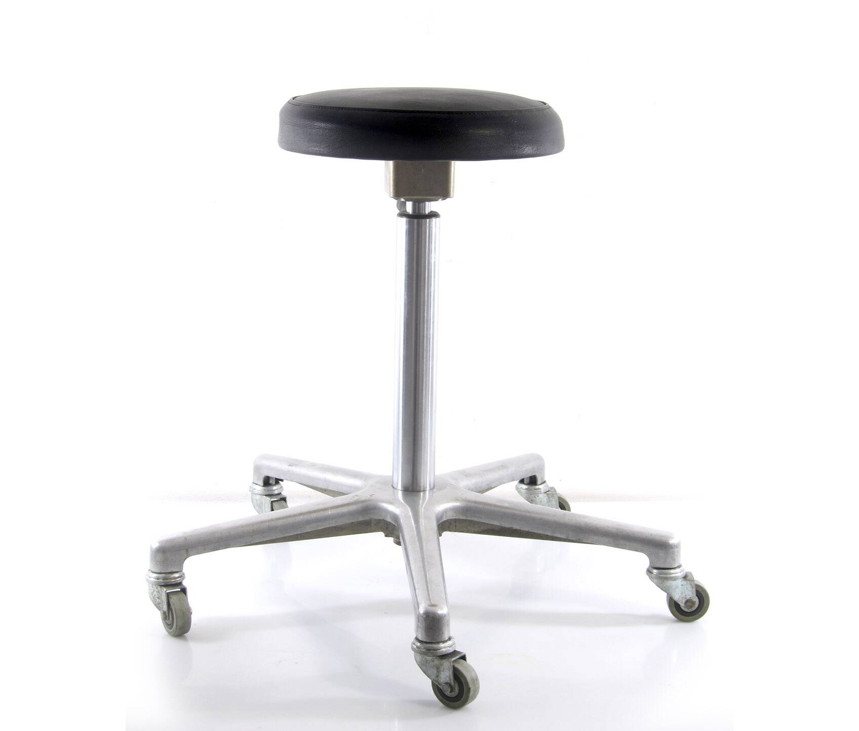 Sixties vintage aluminium adjustable dentist stool
