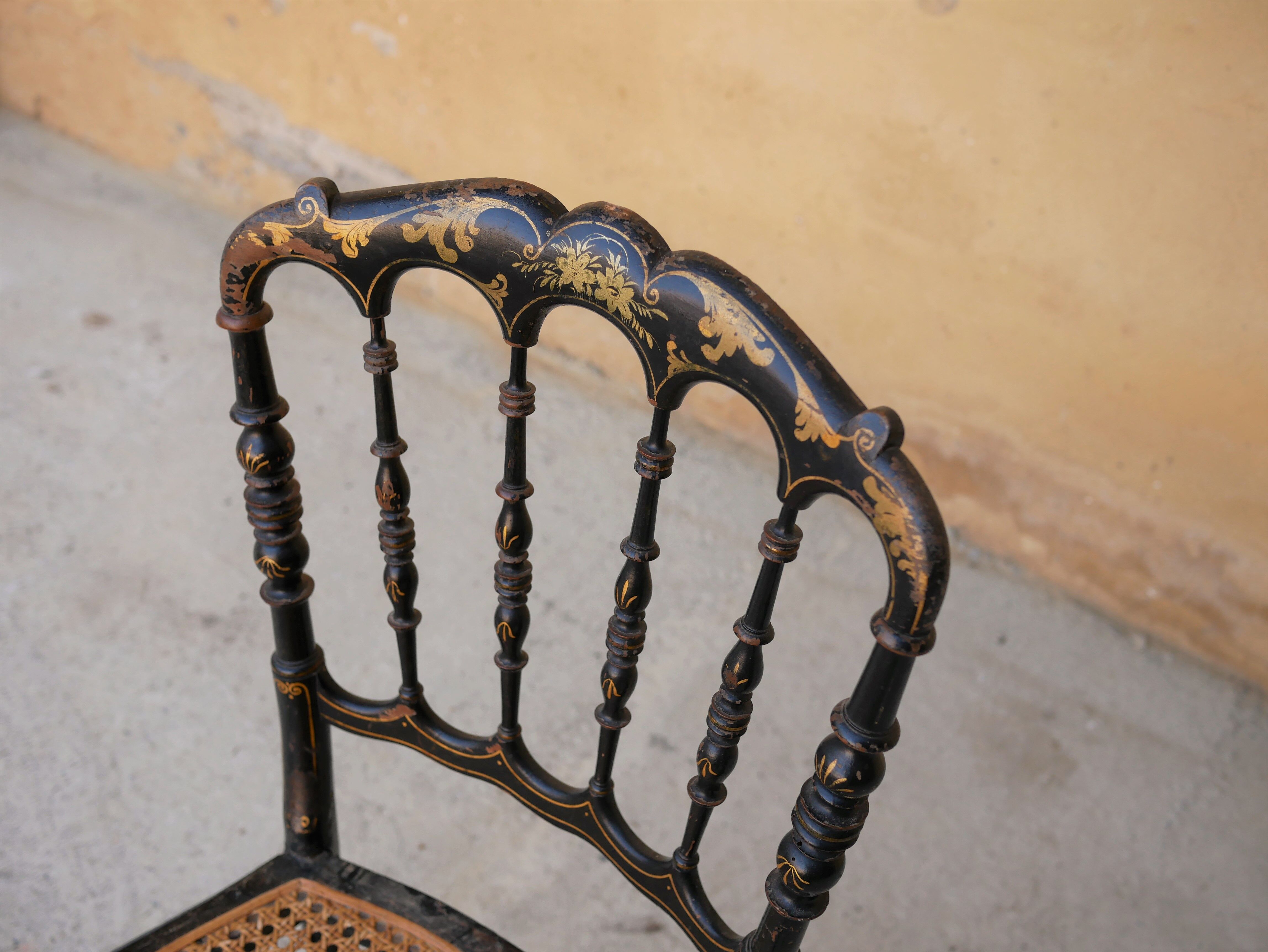 Napoleon III wooden and canning chair, 1920s