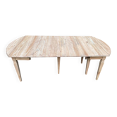 Table à manger carrée extensible rénovée en merisier massif brut Louis XVI