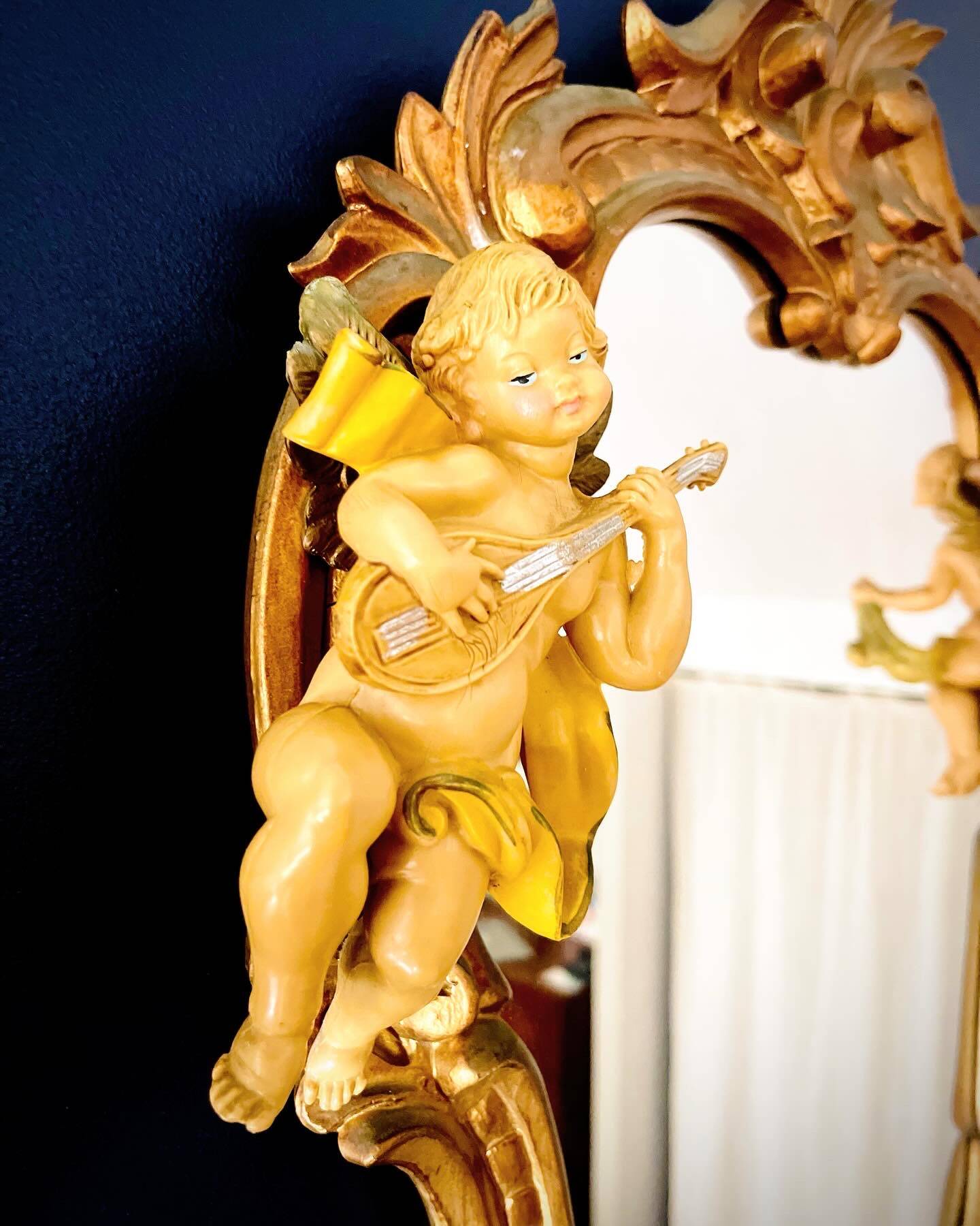 Miroir ancien anges musiciens style Victorien Baroque