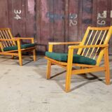Paire de fauteuils ton vert foncé